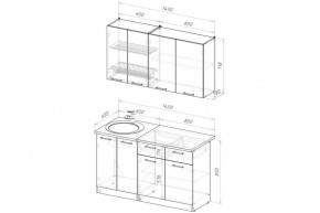 ЛОТОС Кухонный гарнитур Медиум 2 (1400 мм) в Карталах - kartaly.mebel24.online | фото 2
