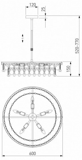 Люстра на штанге Eurosvet Sophie 60165/6 латунь в Карталах - kartaly.mebel24.online | фото 3