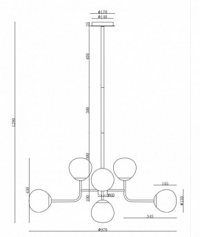 Люстра на штанге Maytoni Erich MOD221-PL-08-G в Карталах - kartaly.mebel24.online | фото 6