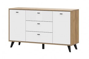 МИЛАН Комод 3 ящика двухстворчатый (Белый Матовый) в Карталах - kartaly.mebel24.online | фото