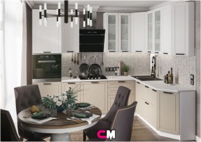 Модульная кухня Альфа холст белый/холст брюле в Карталах - kartaly.mebel24.online | фото 1
