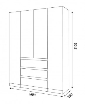 ПАРУС Шкаф 4-х ств. 1600 в Карталах - kartaly.mebel24.online | фото 3