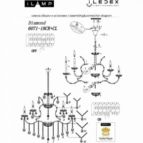 Подвесная люстра iLamp Diamond 6071-18 CR+CL в Карталах - kartaly.mebel24.online | фото 2