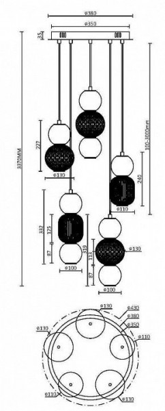 Подвесная люстра Maytoni Drop MOD273PL-L80CH3K в Карталах - kartaly.mebel24.online | фото 3