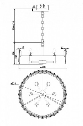 Подвесной светильник Maytoni Puntes MOD043PL-06G в Карталах - kartaly.mebel24.online | фото 4
