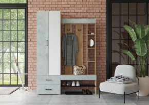 Прихожая Домино (Крафт золотой/Бетон) в Карталах - kartaly.mebel24.online | фото 3