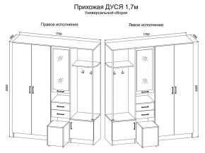 Прихожая Дуся 1.7 УНИ (Дуб Бунратти/Цемент) в Карталах - kartaly.mebel24.online | фото 2