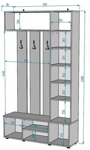 Прихожая с зеркалом V19_M в Карталах - kartaly.mebel24.online | фото 2