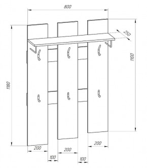 Прихожая-вешалка большая 800 в Карталах - kartaly.mebel24.online | фото 2