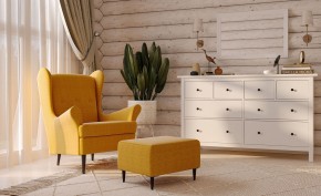 Пуф Киркас жёлто-оранжевый, ткань рогожка в Карталах - kartaly.mebel24.online | фото 3