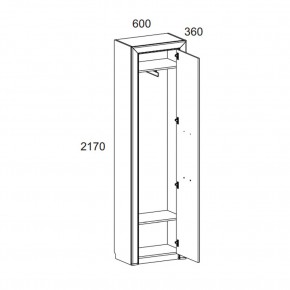 Шкаф 1DW, OLIVIA, цвет вудлайн крем/дуб анкона в Карталах - kartaly.mebel24.online | фото 2