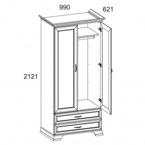 Шкаф 2DG2S, TIFFANY, цвет вудлайн кремовый в Карталах - kartaly.mebel24.online | фото 3