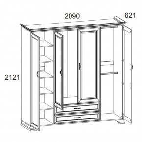 Шкаф 4D2S Z, TIFFANY, цвет вудлайн кремовый в Карталах - kartaly.mebel24.online | фото 2