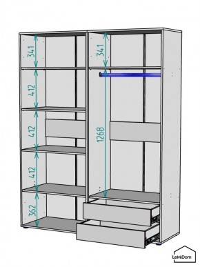 Шкаф Linnea MHR-4-2 2050х1600х510 (Белый-М 11.1.1) в Карталах - kartaly.mebel24.online | фото 3