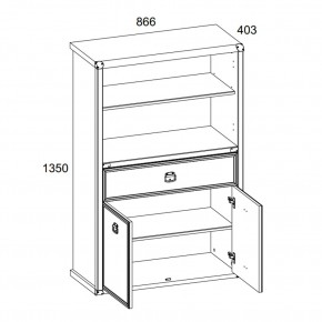 Шкаф открытый 2D1S, MAGELLAN, цвет Сосна винтаж в Карталах - kartaly.mebel24.online | фото 3