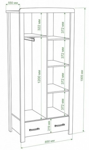 Шкаф платяной Бартоло Ш2Д в Карталах - kartaly.mebel24.online | фото 2