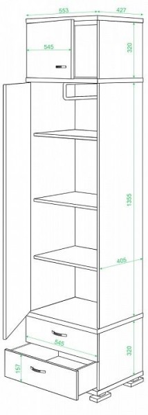 Шкаф платяной Домино КС-10 в Карталах - kartaly.mebel24.online | фото 2