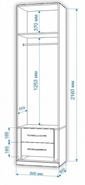 Шкаф платяной Нобиле Пл-60/60 в Карталах - kartaly.mebel24.online | фото 2