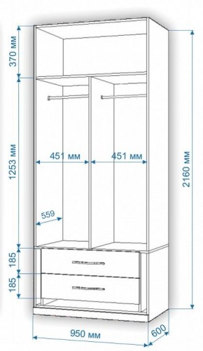 Шкаф платяной Нобиле Пл-95/60 в Карталах - kartaly.mebel24.online | фото 2