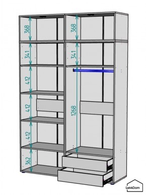 Шкаф с антресолью Linnea MHR-4A-2 2450х1600х510 (ДВ-М 11.1.25) в Карталах - kartaly.mebel24.online | фото 3