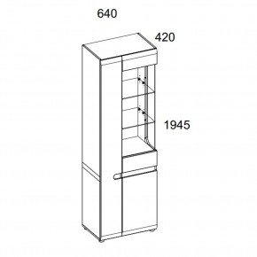 Шкаф с витриной 3D/TYP 01P, LINATE ,цвет белый/сонома трюфель в Карталах - kartaly.mebel24.online | фото 2