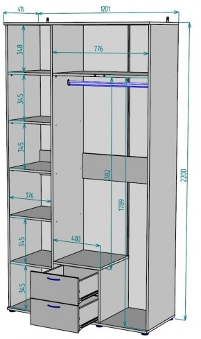 Шкаф с зеркалом Ольга H54_M в Карталах - kartaly.mebel24.online | фото 2