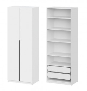 Шкаф ШК-5 + 4 полки + ящики (800) Белый текстурный в Карталах - kartaly.mebel24.online | фото 1