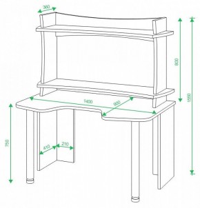 Стол компьютерный Домино lite СКЛ-Игр140 в Карталах - kartaly.mebel24.online | фото 2