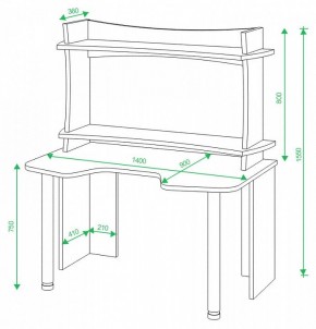 Стол компьютерный Домино Lite СКЛ-Игр140+НКИЛ140ВЛ в Карталах - kartaly.mebel24.online | фото 2