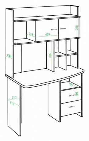 Стол компьютерный Домино Lite СКЛ-Крл120+НКЛХ-120 КШ ПРАВ в Карталах - kartaly.mebel24.online | фото 2