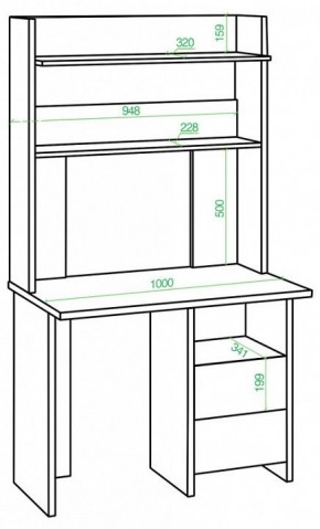 Стол компьютерный Домино Lite СКЛ-Прям100Р+НКЛХ-100 в Карталах - kartaly.mebel24.online | фото 2