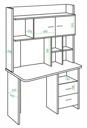 Стол компьютерный Домино Lite СКЛ-Трап120+НКЛХ-120 ШК ПРАВ в Карталах - kartaly.mebel24.online | фото 2