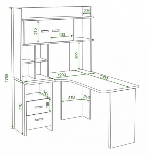 Стол компьютерный Домино Lite СКЛ-Угл130+НКЛХ-120 КШ ЛЕВ в Карталах - kartaly.mebel24.online | фото 2