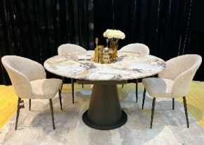 Стол TERAMO 135 GLOSS GRAND JADE SOLID CERAMIC, керамика, поворотн.механизм / Черный каркас, ®DISAUR в Карталах - kartaly.mebel24.online | фото 2