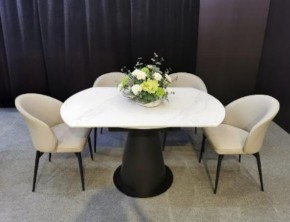 Стол TERAMO 135 GLOSS GRAND JADE SOLID CERAMIC, керамика, поворотн.механизм / Черный каркас, ®DISAUR в Карталах - kartaly.mebel24.online | фото 3
