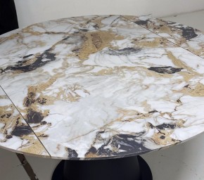 Стол TERAMO 135 GLOSS GRAND JADE SOLID CERAMIC, керамика, поворотн.механизм / Черный каркас, ®DISAUR в Карталах - kartaly.mebel24.online | фото 4