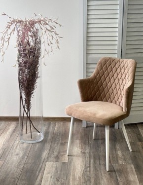 Стул HERMAN 360 град. БЕЖЕВЫЙ #5, велюр / белый каркас М-City в Карталах - kartaly.mebel24.online | фото 3