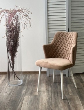 Стул HERMAN 360 град. БЕЖЕВЫЙ #5, велюр / белый каркас М-City в Карталах - kartaly.mebel24.online | фото 4