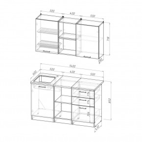 ТОМИЛЛА Кухонный гарнитур Медиум 4 (1400 мм ) в Карталах - kartaly.mebel24.online | фото 2