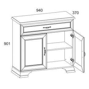 Тумба 2D1S, TIFFANY, цвет вудлайн кремовый в Карталах - kartaly.mebel24.online | фото 3