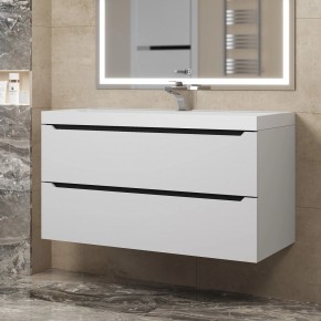 Тумба под раковину Uperwood Tanos 100 см, подвесная, белая/графит в Карталах - kartaly.mebel24.online | фото
