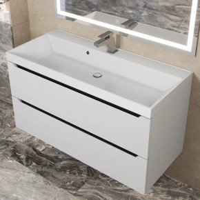 Тумба под раковину Uperwood Tanos 100 см, подвесная, белая/графит в Карталах - kartaly.mebel24.online | фото 10