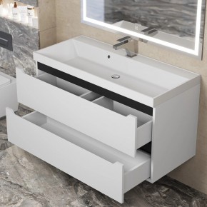 Тумба под раковину Uperwood Tanos 100 см, подвесная, белая/графит в Карталах - kartaly.mebel24.online | фото 9