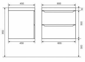 Тумба под раковину Uperwood Tanos 60 см, подвесная, белая/графит в Карталах - kartaly.mebel24.online | фото 6