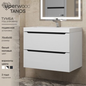 Тумба под раковину Uperwood Tanos 70 см, подвесная, белая/графит в Карталах - kartaly.mebel24.online | фото 3