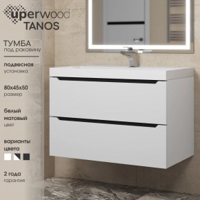 Тумба под раковину Uperwood Tanos 80 см, подвесная, белая/графит в Карталах - kartaly.mebel24.online | фото 3