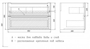 Тумба под раковину Uperwood Tanos 80 см, подвесная, белая/графит в Карталах - kartaly.mebel24.online | фото 7