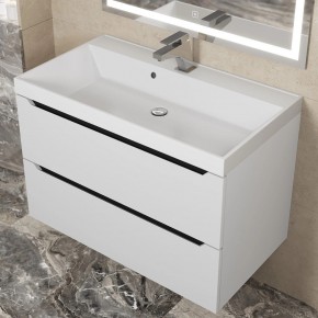 Тумба под раковину Uperwood Tanos 80 см, подвесная, белая/графит в Карталах - kartaly.mebel24.online | фото 8