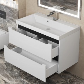 Тумба под раковину Uperwood Tanos 80 см, подвесная, белая/графит в Карталах - kartaly.mebel24.online | фото 9