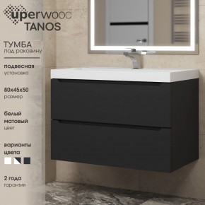 Тумба под раковину Uperwood Tanos 80 см, подвесная, черная матовая в Карталах - kartaly.mebel24.online | фото 3